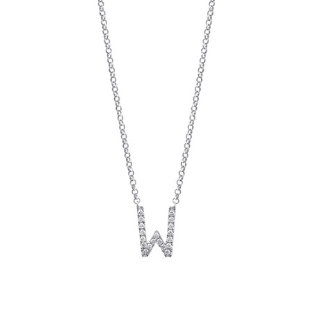 W Initial Necklace with 0.10 Carat TW of Diamonds in 10kt White Gold W Initial Necklace with 0.10 Carat TW of Diamonds in 10kt White Gold