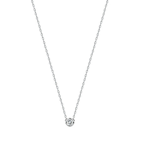 Round Pendant Necklace with Diamonds in Sterling Silver Round Pendant Necklace with Diamonds in Sterling Silver