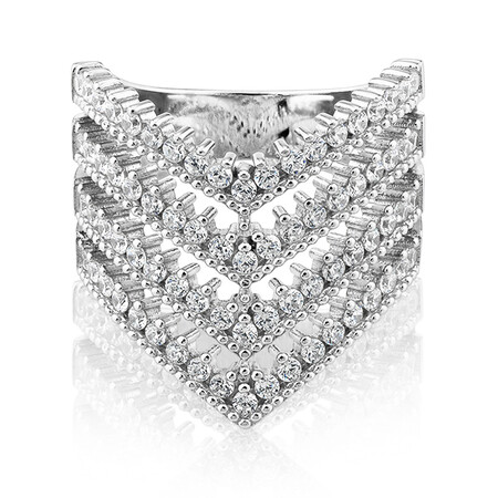 4 Row Chevron Ring with Cubic Zirconia in Sterling Silver 4 Row Chevron Ring with Cubic Zirconia in Sterling Silver