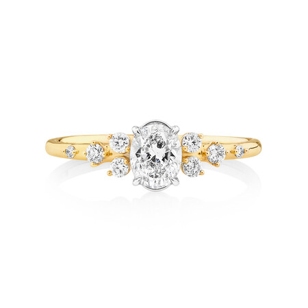 Oval Scatter Ring with 0.63 Carat TW of Diamonds in 14kt Yellow & White Gold Oval Scatter Ring with 0.63 Carat TW of Diamonds in 14kt Yellow & White Gold