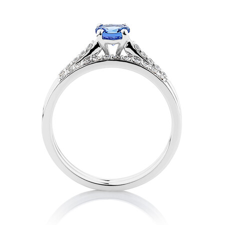 Evermore Bridal Set with Tanzanite & 0.20 Carat TW of Diamonds in 10kt White Gold Evermore Bridal Set with Tanzanite & 0.20 Carat TW of Diamonds in 10kt White Gold