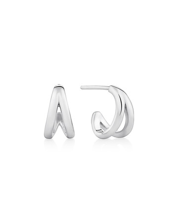 Split Hoop Stud Earrings in Sterling Silver Split Hoop Stud Earrings in Sterling Silver