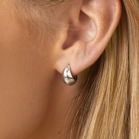 Sculpture Dome Huggie Earrings in Sterling Silver Sculpture Dome Huggie Earrings in Sterling Silver