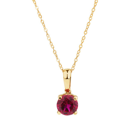 Pendant with Created Ruby in 10ct Yellow Gold Pendant with Created Ruby in 10ct Yellow Gold