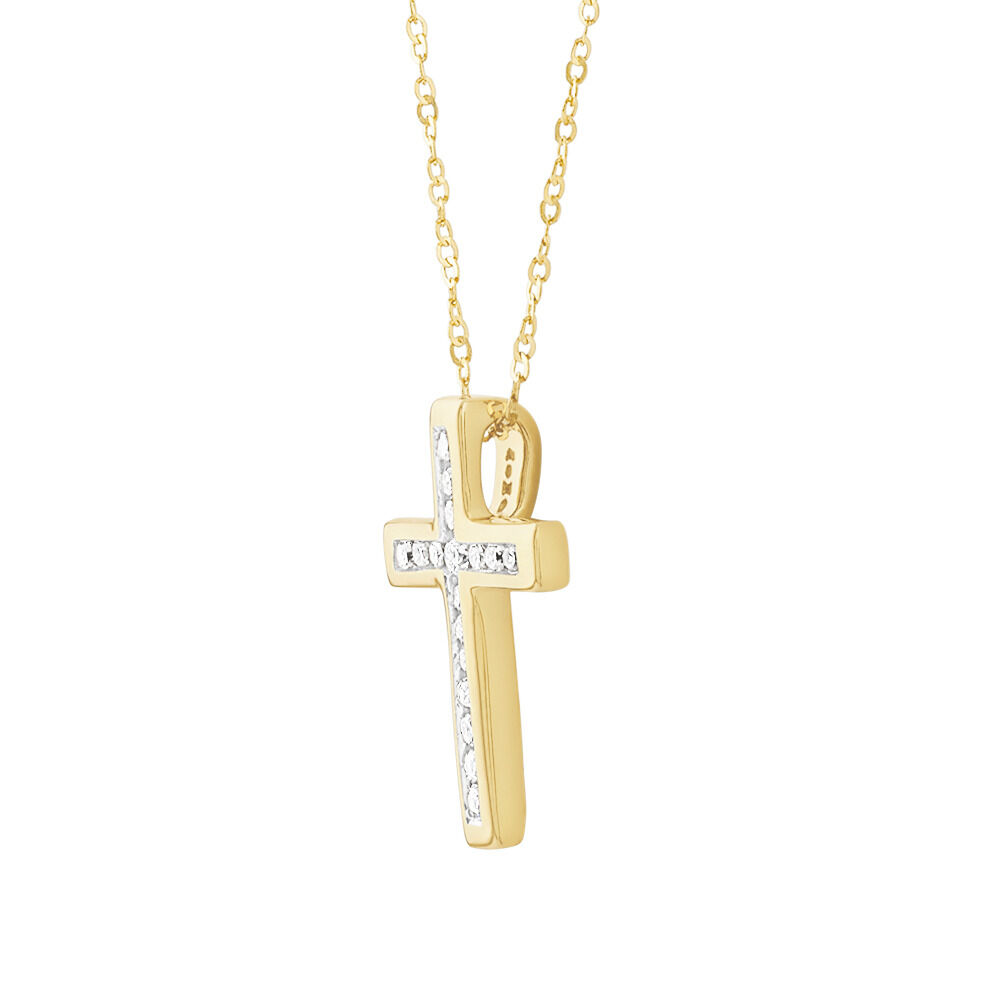 Cross Pendant in 10ct Yellow Gold With 
