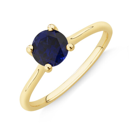 Ring with Created Sapphire in 10ct Yellow Gold Ring with Created Sapphire in 10ct Yellow Gold