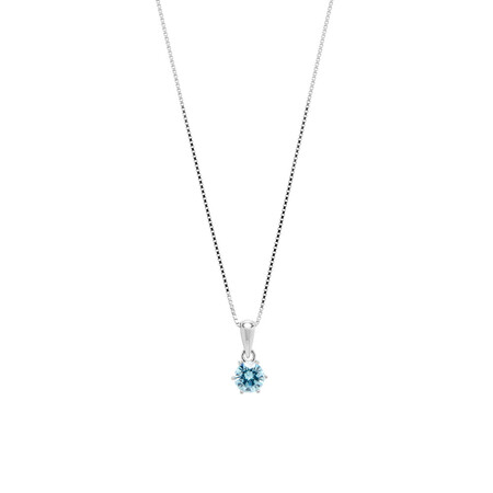 Circle Pendant with Aqua Cubic Zirconia in Sterling Silver Circle Pendant with Aqua Cubic Zirconia in Sterling Silver