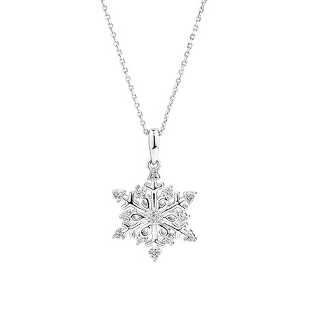 Snowflake Pendant with Diamonds in Sterling Silver