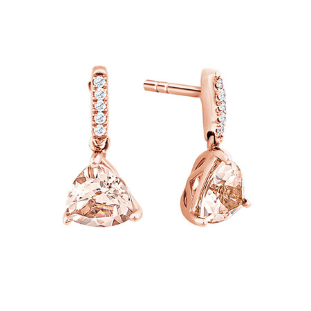 Earrings with Morganite & Diamonds in 10ct Rose Gold Earrings with Morganite & Diamonds in 10ct Rose Gold