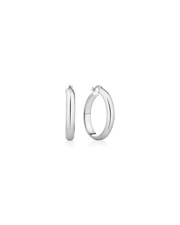 30mm Round Hoop Earrings in Sterling Silver 30mm Round Hoop Earrings in Sterling Silver