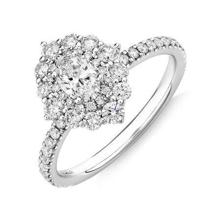 Sir Michael Hill Designer Oval Engagement Ring with 0.92 Carat TW Diamonds in 18kt White Gold Sir Michael Hill Designer Oval Engagement Ring with 0.92 Carat TW Diamonds in 18kt White Gold