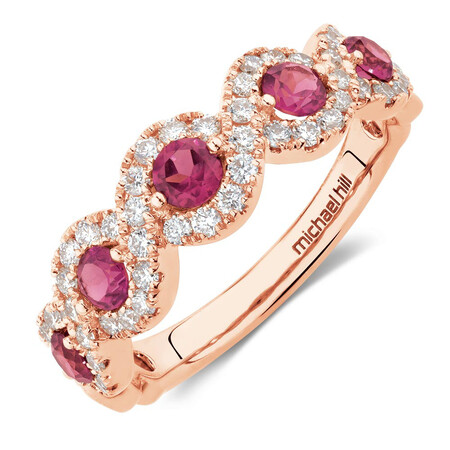 Ring with Rhodolite Garnet & 0.46 Carat TW of Diamonds in 14kt Rose Gold Ring with Rhodolite Garnet & 0.46 Carat TW of Diamonds in 14kt Rose Gold
