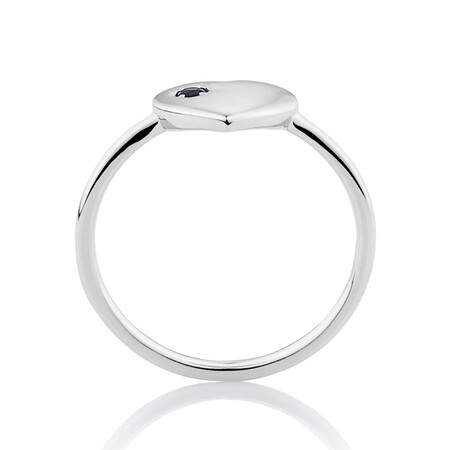 Heart Signet Ring with Natural Black Sapphire in Sterling Silver Heart Signet Ring with Natural Black Sapphire in Sterling Silver