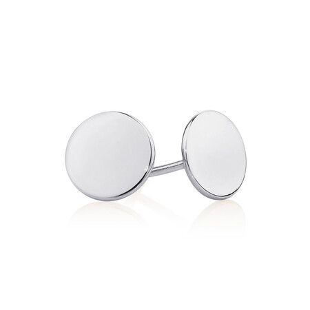 Circle Stud Earrings in 10ct White Gold Circle Stud Earrings in 10ct White Gold