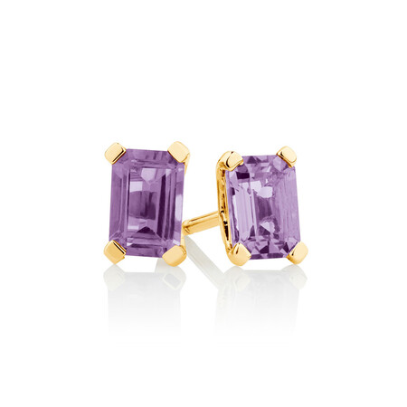 Stud Earrings with Amethyst in 10ct Yellow Gold Stud Earrings with Amethyst in 10ct Yellow Gold