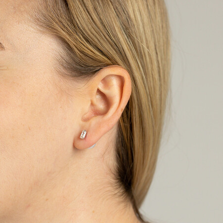 Stud Earrings with Cultured Freshwater Pearls & Cubic Zirconia in Sterling Silver Stud Earrings with Cultured Freshwater Pearls & Cubic Zirconia in Sterling Silver