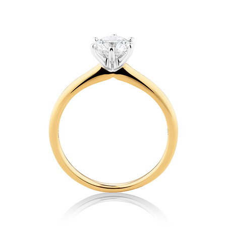 Michael Hill Solitaire Engagement Ring with a 0.70 Carat TW Diamond with the De Beers Code of Origin in 18kt Yellow & White Gold Michael Hill Solitaire Engagement Ring with a 0.70 Carat TW Diamond with the De Beers Code of Origin in 18kt Yellow & White Gold