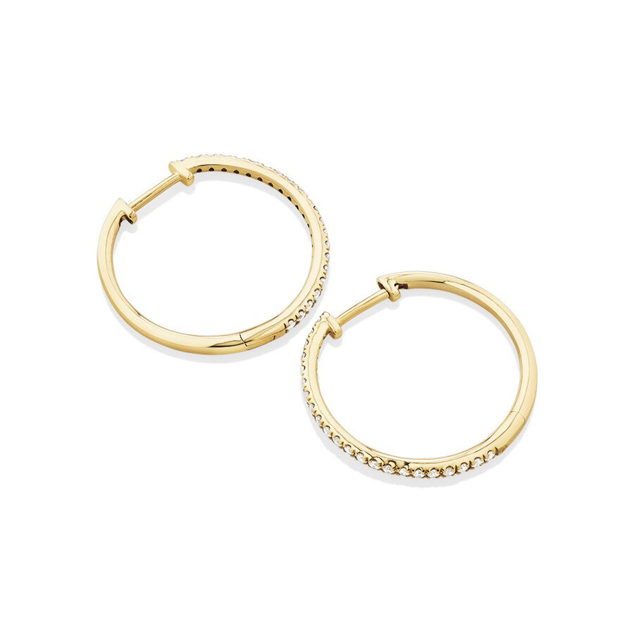 Pave Hoops with 0.35 Carat TW of Diamonds in 10kt Yellow Gold