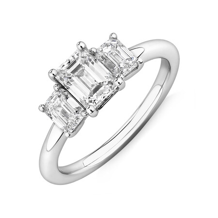 Sir Michael Hill Designer Three Stone Emerald Cut Engagement Ring with 1.42 Carat TW of Diamonds in 18kt White Gold Sir Michael Hill Designer Three Stone Emerald Cut Engagement Ring with 1.42 Carat TW of Diamonds in 18kt White Gold