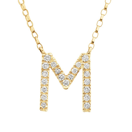"M" Initial Necklace with 0.10 Carat TW of Diamonds in 10kt Yellow Gold "M" Initial Necklace with 0.10 Carat TW of Diamonds in 10kt Yellow Gold