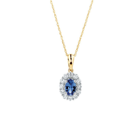 Pendant with Tanzanite & 1/3 Carat TW of Diamonds in 10ct Yellow & White Gold Pendant with Tanzanite & 1/3 Carat TW of Diamonds in 10ct Yellow & White Gold