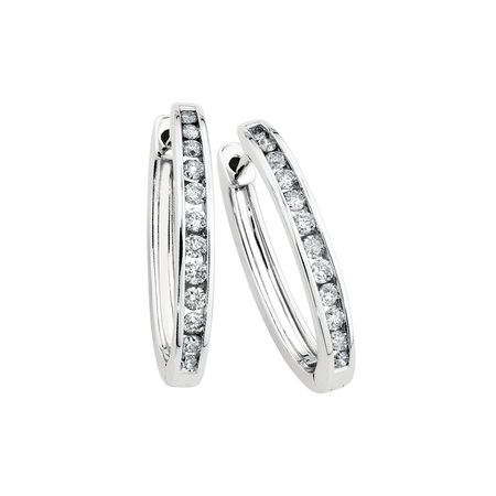 Oval Huggie Earrings with 0.50 Carat TW of Diamonds in 10kt White Gold Oval Huggie Earrings with 0.50 Carat TW of Diamonds in 10kt White Gold