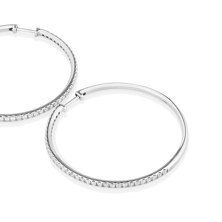 Huggies with 1 Carat TW of Diamonds in 10kt White Gold Huggies with 1 Carat TW of Diamonds in 10kt White Gold