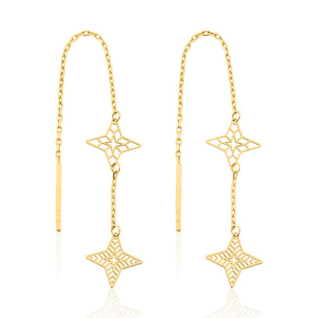 Double Star Threader Earrings in 10kt Yellow Gold Double Star Threader Earrings in 10kt Yellow Gold