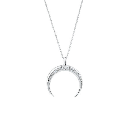 Half Moon Pendant with Diamonds in Sterling Silver Half Moon Pendant with Diamonds in Sterling Silver