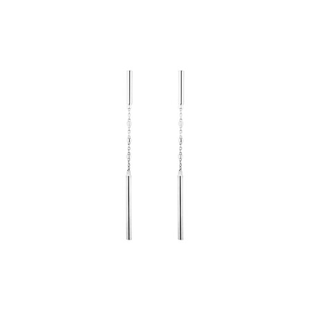 Double Bar And Chain Drop Earrings in Sterling Silver Double Bar And Chain Drop Earrings in Sterling Silver