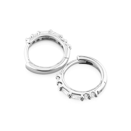 Hoop Earrings with 0.13 Carat TW of Diamonds in 10kt White Gold Hoop Earrings with 0.13 Carat TW of Diamonds in 10kt White Gold