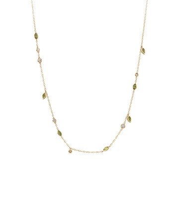 Necklace with Green Tourmaline & 0.14 Carat TW of Diamonds in 10kt Yellow Gold Necklace with Green Tourmaline & 0.14 Carat TW of Diamonds in 10kt Yellow Gold