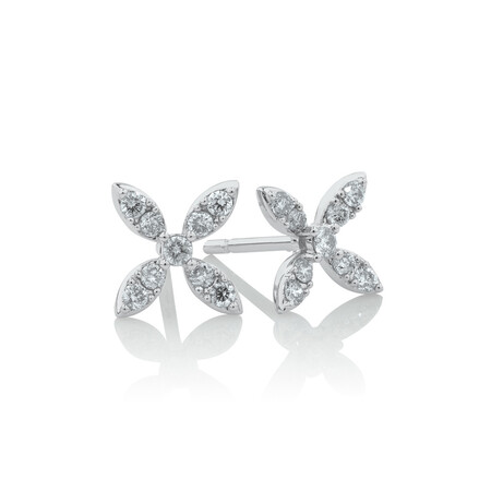 Flower Stud Earrings with 0.25 Carat TW of Diamonds in 10ct White Gold Flower Stud Earrings with 0.25 Carat TW of Diamonds in 10ct White Gold