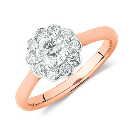 Southern Star Engagement Ring with 1/2 Carat TW of Diamonds in 14ct Rose & White Gold