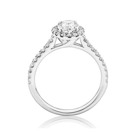 Oval Halo Ring with 1.38 Carat TW of Diamonds in 14kt White Gold Oval Halo Ring with 1.38 Carat TW of Diamonds in 14kt White Gold