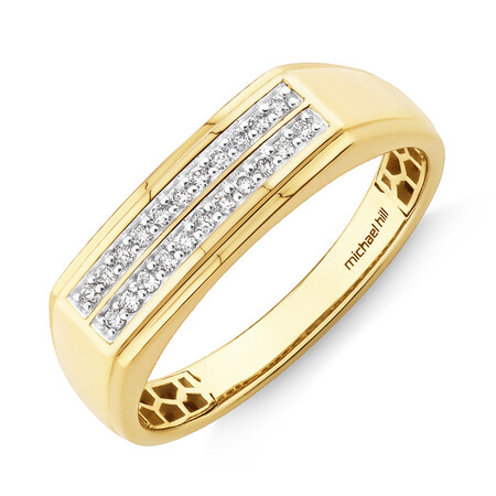 Men's Ring with 0.15 Carat TW of Diamonds In 10kt Yellow Gold Men's Ring with 0.15 Carat TW of Diamonds In 10kt Yellow Gold