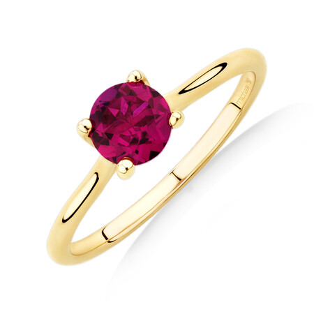 Ring with Laboratory Created Ruby in 10kt Yellow Gold Ring with Laboratory Created Ruby in 10kt Yellow Gold