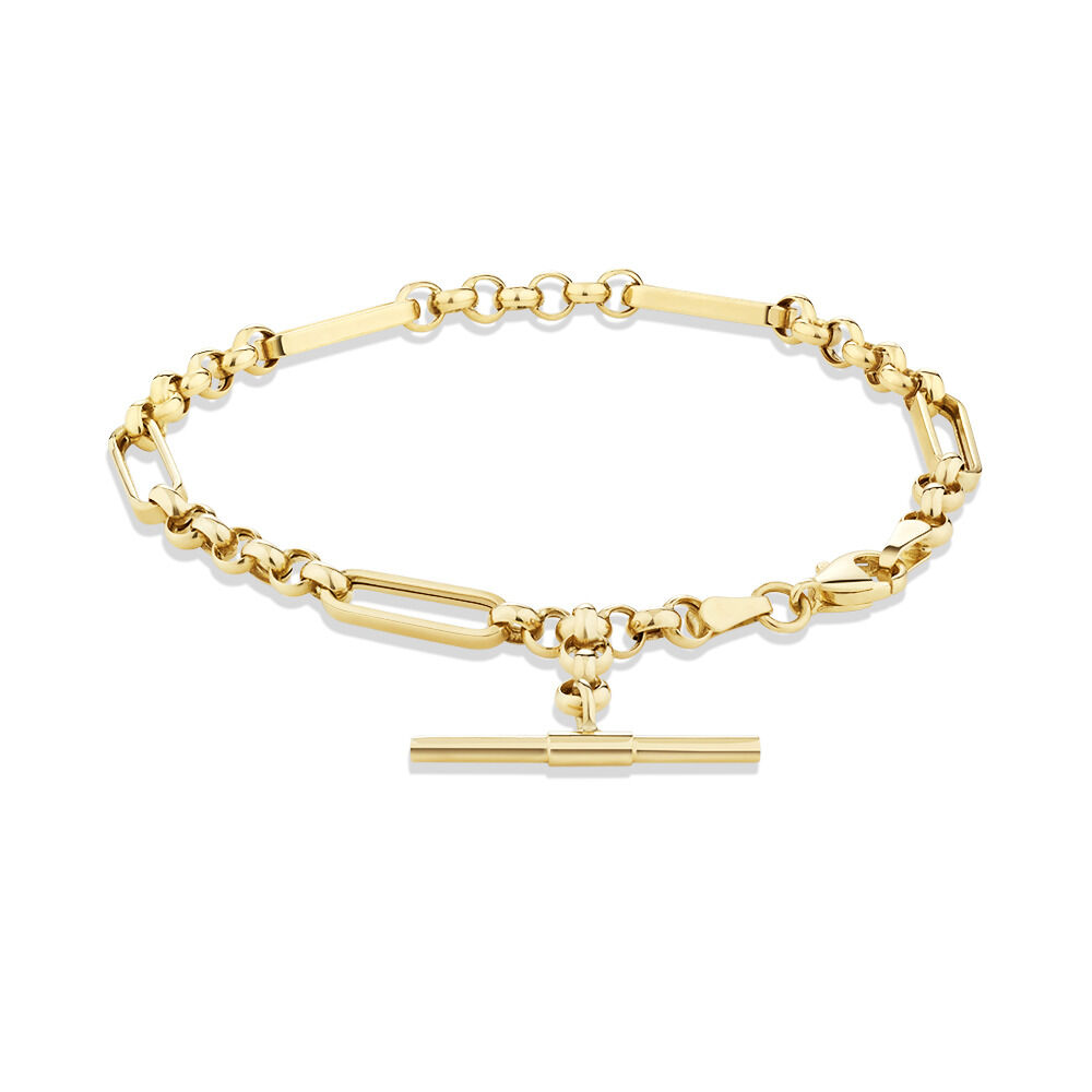 19cm Hollow Fob Bracelet in 10ct Yellow Gold