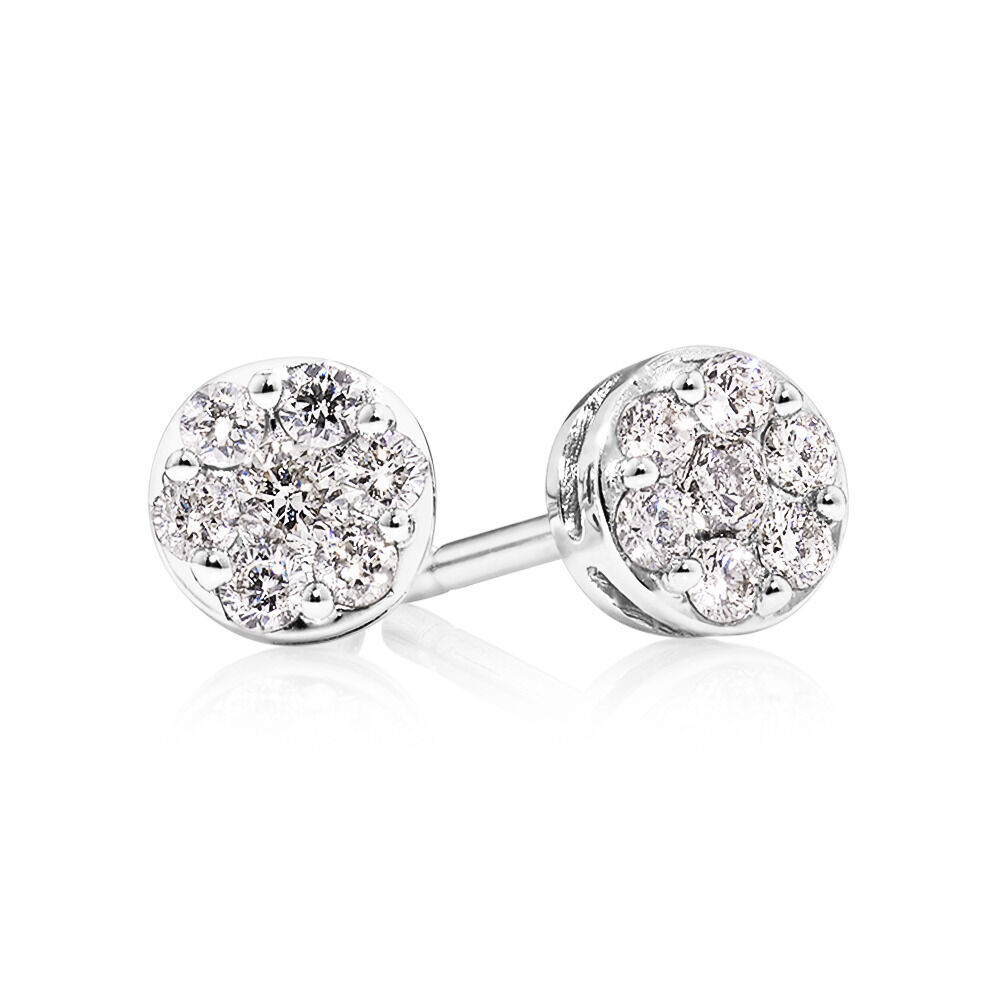 Stud Earrings with 0.25 Carat TW of Diamonds in 10ct White Gold