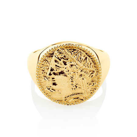 Large Coin Ring in 10ct Yellow Gold Large Coin Ring in 10ct Yellow Gold