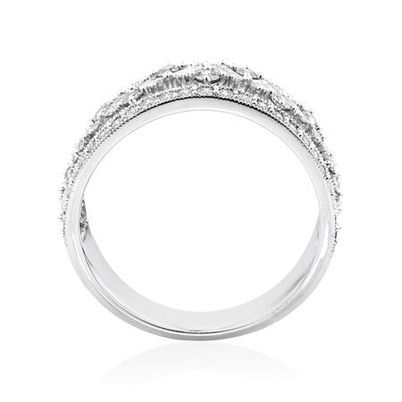 Three Row Ring with 1 Carat TW of Diamonds in 10ct White Gold Three Row Ring with 1 Carat TW of Diamonds in 10ct White Gold