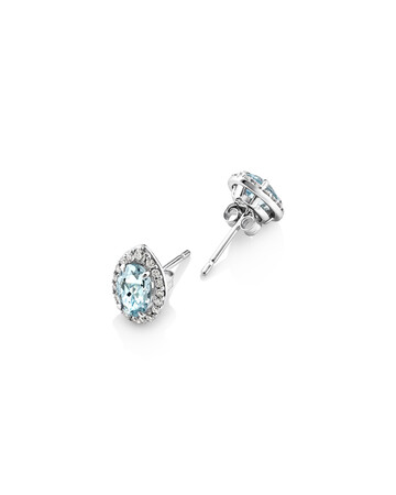 Stud Earrings with Aquamarine & 0.27 Carat TW of Diamonds in 10kt White Gold Stud Earrings with Aquamarine & 0.27 Carat TW of Diamonds in 10kt White Gold