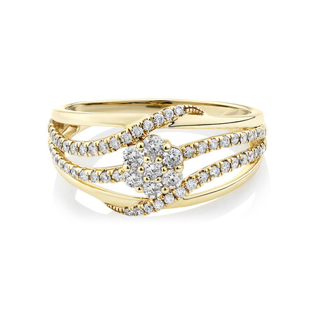Cluster Twist Ring With 0.50 Carat TW of Diamonds In 10ct Yellow Gold Cluster Twist Ring With 0.50 Carat TW of Diamonds In 10ct Yellow Gold