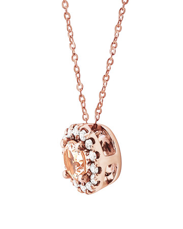 Pendant with Morganite & 0.15 Carat TW of Diamonds in 10kt Rose Gold Pendant with Morganite & 0.15 Carat TW of Diamonds in 10kt Rose Gold