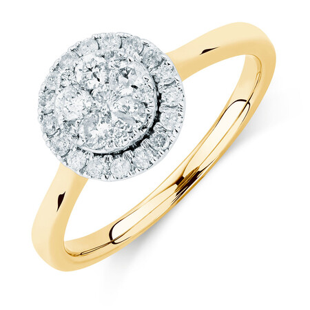 Engagement Ring with 1/2 Carat TW of Diamonds in 10ct Yellow & White Gold Engagement Ring with 1/2 Carat TW of Diamonds in 10ct Yellow & White Gold