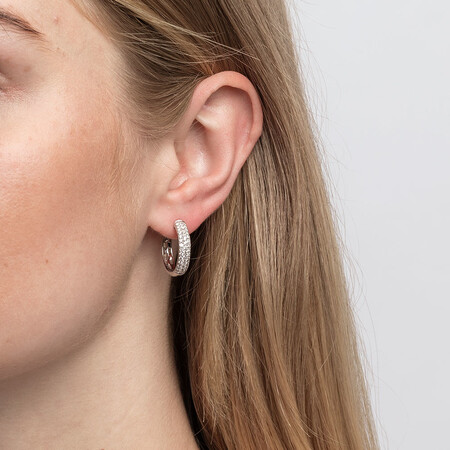 Huggie Earrings With 0.80 Carat TW Of Diamonds In 10ct White Gold Huggie Earrings With 0.80 Carat TW Of Diamonds In 10ct White Gold