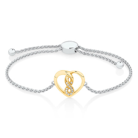 Infinitas Bracelet with Diamonds in Sterling Silver & 10ct Yellow Gold Infinitas Bracelet with Diamonds in Sterling Silver & 10ct Yellow Gold