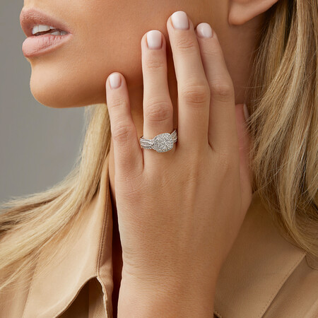 Ring with 1 Carat TW of Diamonds in 10ct White Gold Ring with 1 Carat TW of Diamonds in 10ct White Gold
