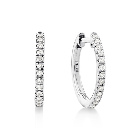 Pave Hoops with 0.15 Carat TW of Diamonds in 10kt White Gold Pave Hoops with 0.15 Carat TW of Diamonds in 10kt White Gold