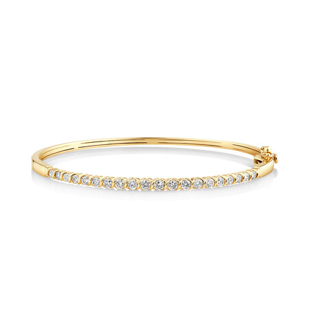 Oval Bangle with 1 Carat of TW Diamonds in 10ct Yellow Gold Oval Bangle with 1 Carat of TW Diamonds in 10ct Yellow Gold